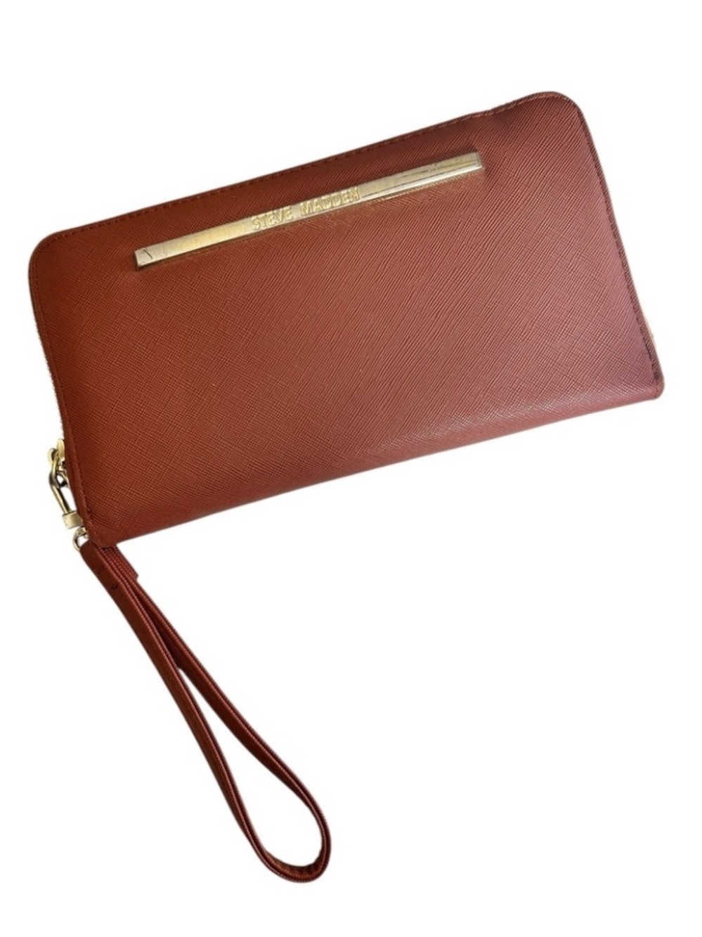 Steve Madden Large Brown Zippy Wristlet Clutch Wallet Zip